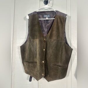 Shebang Brown Leather Vest Size 2X EUC